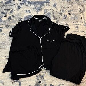 Victoria’s Secret Women's Black Pajama Set with White Trim 3-Pieces